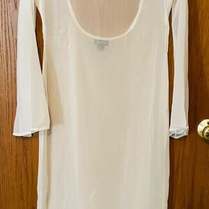 Boohoo Sheer Cream Swimsuit Cover-up